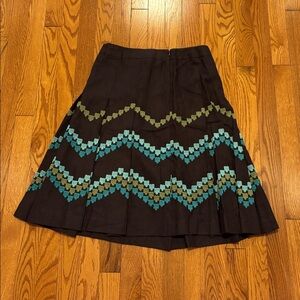 LOFT Black Skirt with Teal and Olive Chevron - New - Never Been Worn
